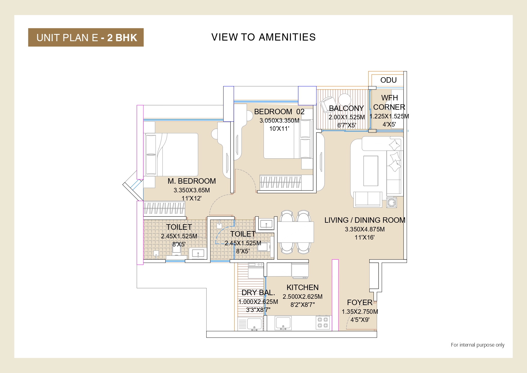 2 BHK floor plan